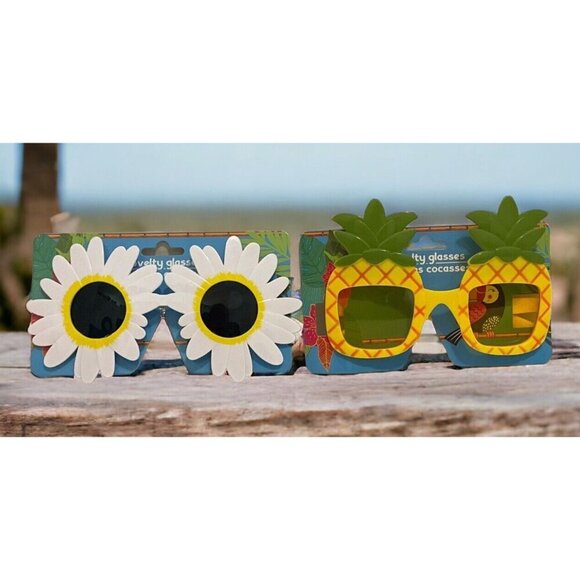 Novelty Pineapple Daisy Eyeglasses Funny Party Oversize Yellow White 2 Pair - Picture 3 of 8